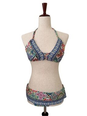 Nanette Leopore ⭐️ Greek Tiles Bikini Small Top Medium Bottom